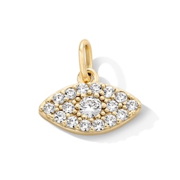 14K Gold Plated CZ Evil Eye Necklace Charm