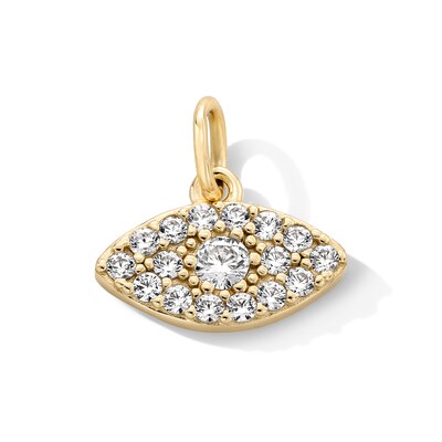 14K Gold Plated CZ Evil Eye Necklace Charm