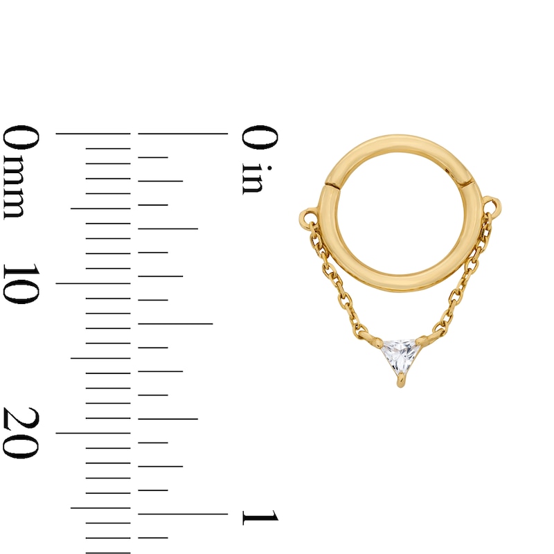 Main Image 2 of 10K Gold CZ Trillion Clicker Hoop - 18G