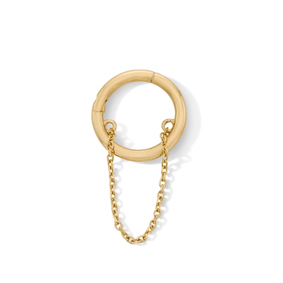 10K Solid Gold Chain Dangle Clicker Hoop - 18G 5/16"