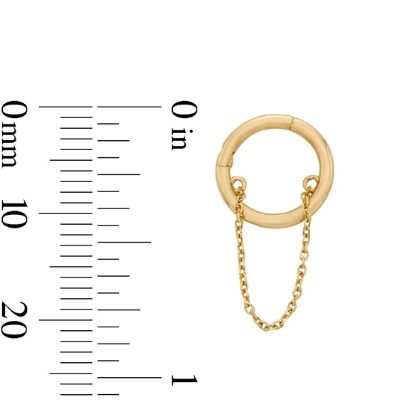 10K Solid Gold Chain Dangle Clicker Hoop - 18G 5/16"