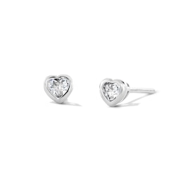 Sterling Silver CZ Heart Bezel Studs