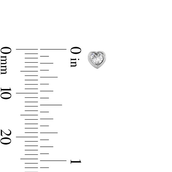 Sterling Silver CZ Heart Bezel Studs