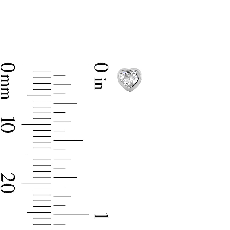 Main Image 3 of Sterling Silver CZ Heart Bezel Studs