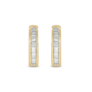 10K Gold 1/6 CT. T.W. Lab-Grown Diamond Baguette Huggie Hoops