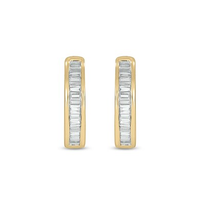 10K Gold 1/6 CT. T.W. Lab-Grown Diamond Baguette Huggie Hoops