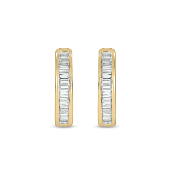 10K Gold 1/6 CT. T.W. Lab-Grown Diamond Baguette Huggie Hoops