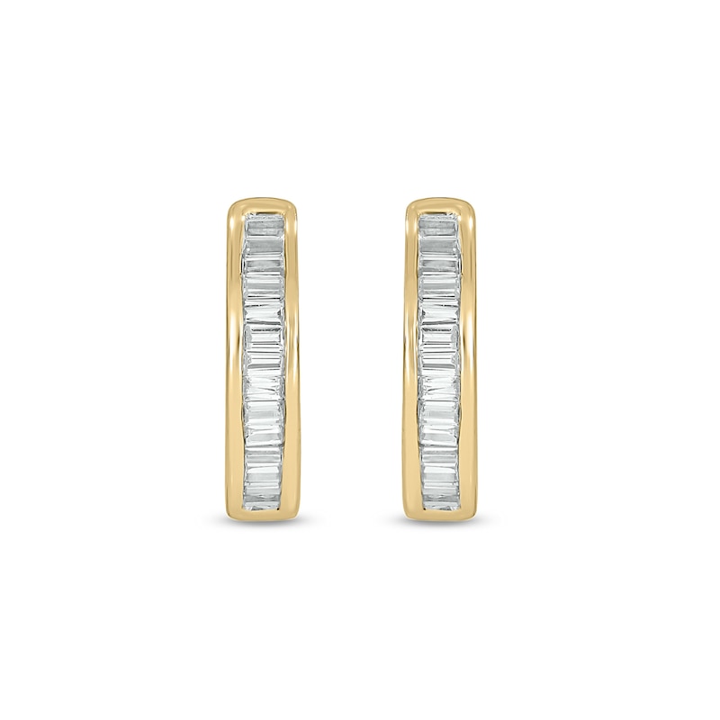 10K Gold 1/6 CT. T.W. Lab-Grown Diamond Baguette Huggie Hoops
