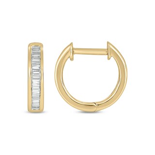 10K Gold 1/6 CT. T.W. Lab-Grown Diamond Baguette Huggie Hoops