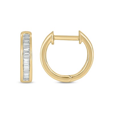 10K Gold 1/6 CT. T.W. Lab-Grown Diamond Baguette Huggie Hoops