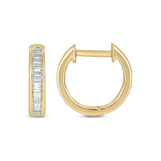 10K Gold 1/6 CT. T.W. Lab-Grown Diamond Baguette Huggie Hoops