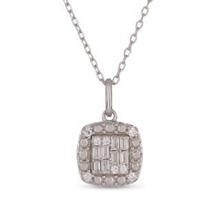 Sterling Silver 1/5 CT. T.W. Lab-Grown Diamond Round and Baguette Composite Pendant