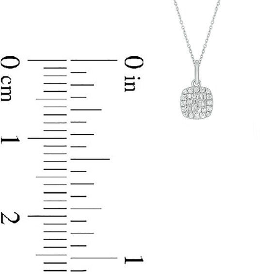 Sterling Silver 1/5 CT. T.W. Lab-Grown Diamond Round and Baguette Composite Pendant