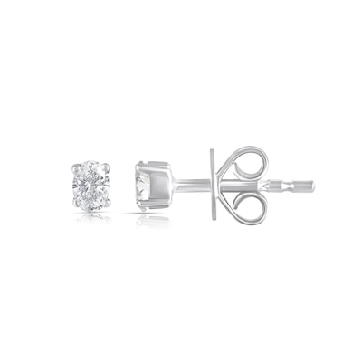 Sterling Silver 1/10 CT. T.W. Lab-Grown Diamond Oval Studs