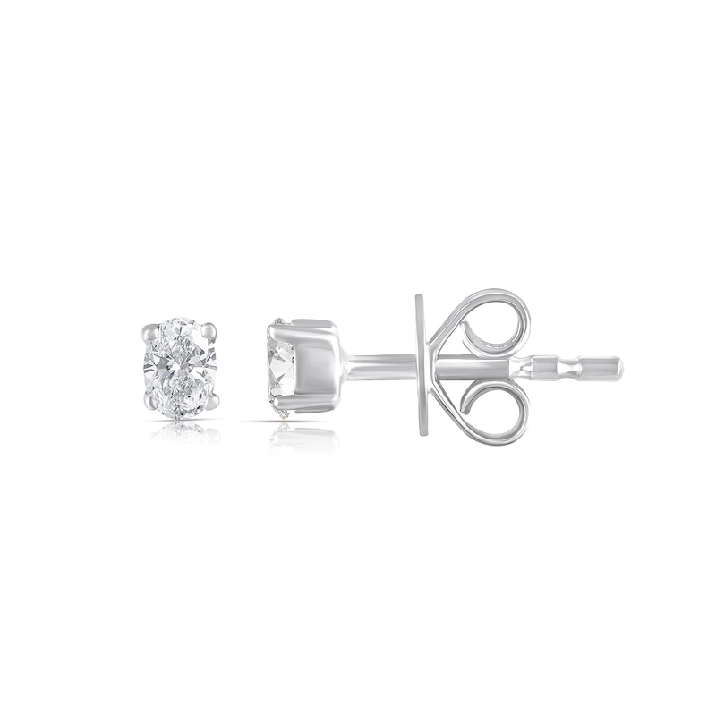 Sterling Silver 1/10 CT. T.W. Lab-Grown Diamond Oval Studs