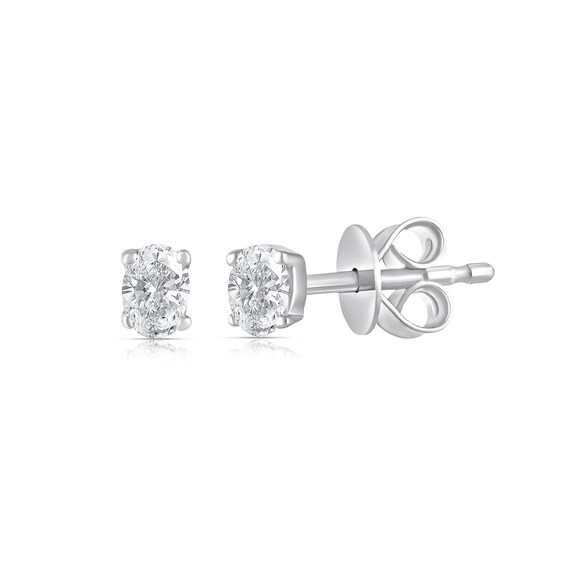Sterling Silver 1/10 CT. T.W. Lab-Grown Diamond Oval Studs