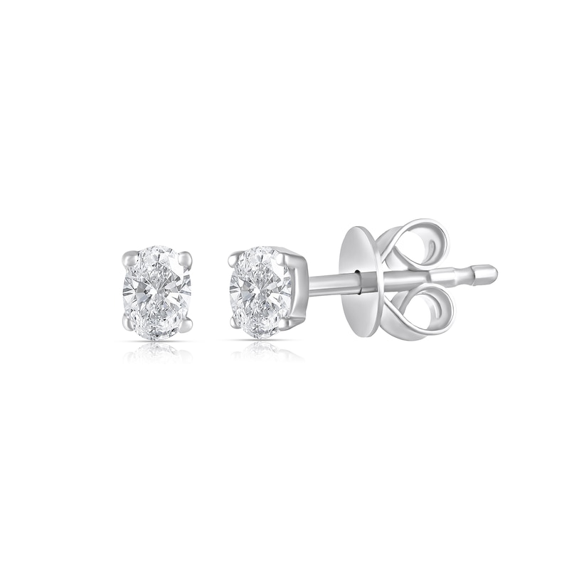 Sterling Silver 1/10 CT. T.W. Lab-Grown Diamond Oval Studs