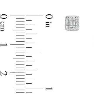 Sterling Silver 1/6 CT. T.W. Lab-Grown Diamond Round and Baguette Studs