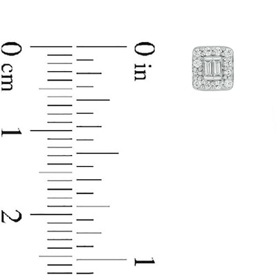 Sterling Silver 1/6 CT. T.W. Lab-Grown Diamond Round and Baguette Studs