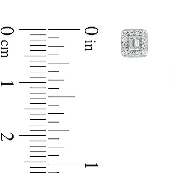 Sterling Silver 1/6 CT. T.W. Lab-Grown Diamond Round and Baguette Studs
