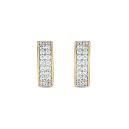 14K Gold Plated 1/2 CT. T.W. Lab-Grown Diamond Double Row Huggie Hoops