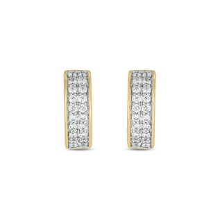 14K Gold Plated 1/2 CT. T.W. Lab-Grown Diamond Double Row Huggie Hoops