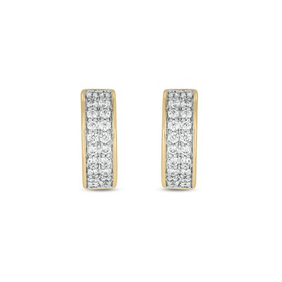 14K Gold Plated 1/2 CT. T.W. Lab-Grown Diamond Double Row Huggie Hoops