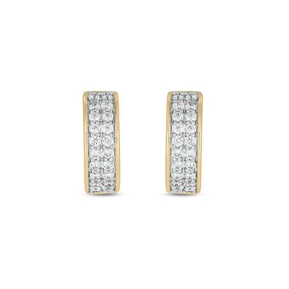 14K Gold Plated 1/2 CT. T.W. Lab-Grown Diamond Double Row Huggie Hoops