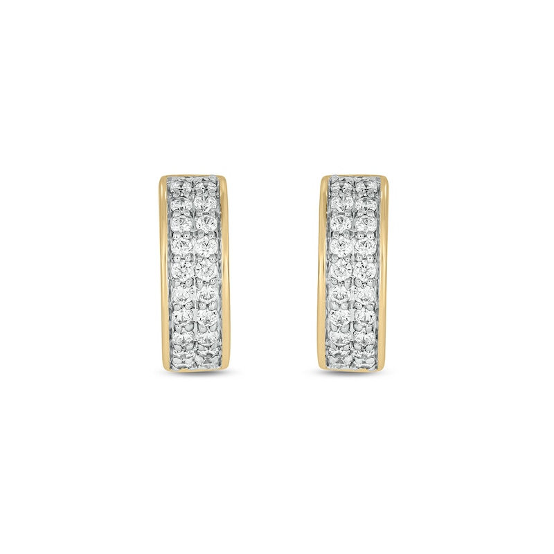 14K Gold Plated 1/2 CT. T.W. Lab-Grown Diamond Double Row Huggie Hoops
