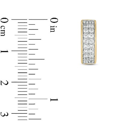 14K Gold Plated 1/2 CT. T.W. Lab-Grown Diamond Double Row Huggie Hoops