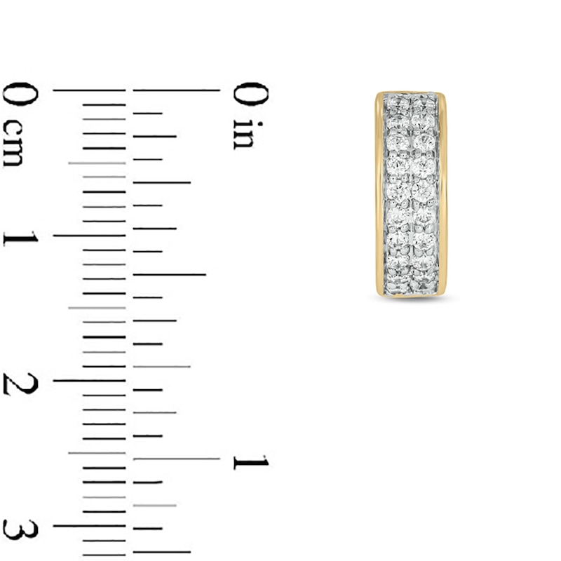 Main Image 3 of 14K Gold Plated 1/2 CT. T.W. Lab-Grown Diamond Double Row Huggie Hoops