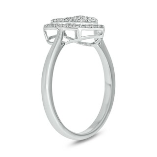 Sterling Silver 3/8 CT. T.W. Lab-Grown Diamond Round and Baguette Heart Composite Ring - Size 7