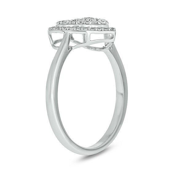 Sterling Silver 3/8 CT. T.W. Lab-Grown Diamond Round and Baguette Heart Composite Ring - Size 7