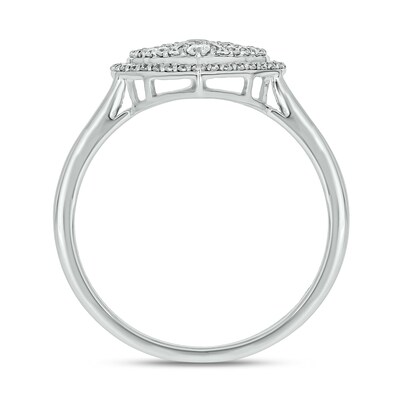 Sterling Silver 3/8 CT. T.W. Lab-Grown Diamond Round and Baguette Heart Composite Ring - Size 7