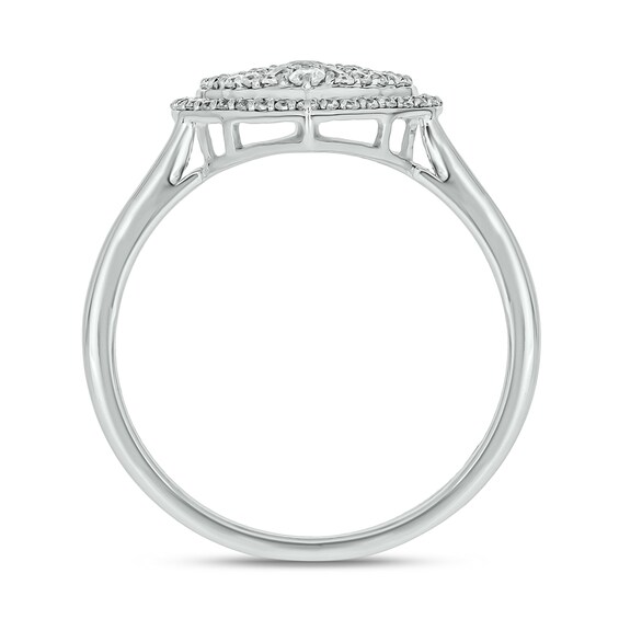 Sterling Silver 3/8 CT. T.W. Lab-Grown Diamond Round and Baguette Heart Composite Ring - Size 7