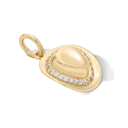 14K Gold Plated CZ Cowboy Hat Necklace Charm