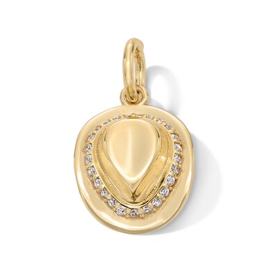 14K Gold Plated CZ Cowboy Hat Necklace Charm