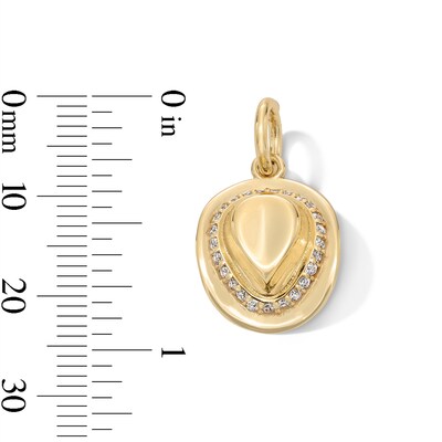 14K Gold Plated CZ Cowboy Hat Necklace Charm