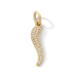 14K Gold Plated CZ Italian Horn Necklace Charm