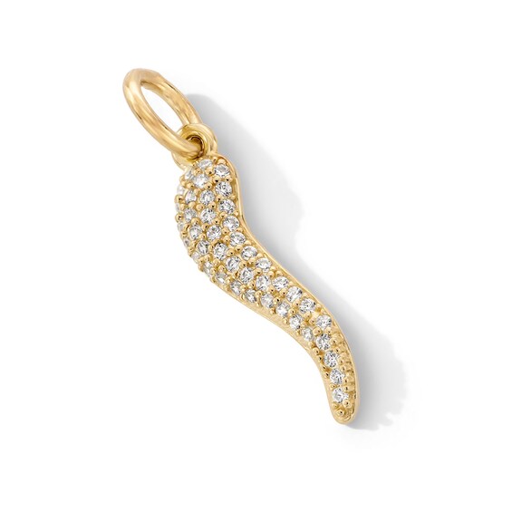 14K Gold Plated CZ Italian Horn Necklace Charm