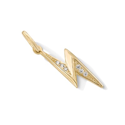 14K Gold Plated CZ Lightning Bolt Necklace Charm