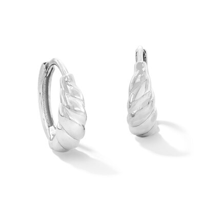 Sterling Silver Scalloped Huggie Hoops