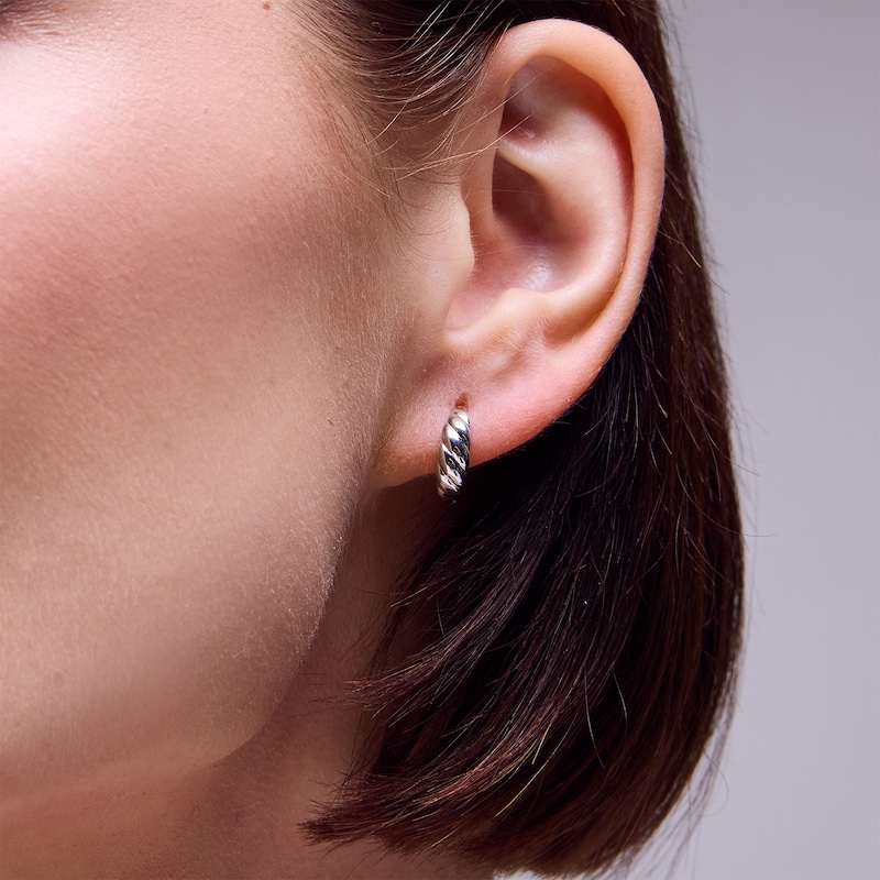 Main Image 2 of Sterling Silver Scalloped Huggie Hoops