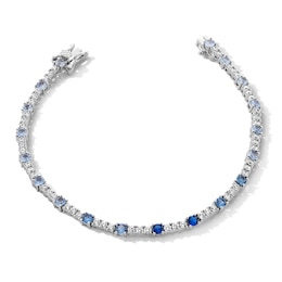 Sterling Silver CZ Blue and White Tennis Bracelet - 7.25"