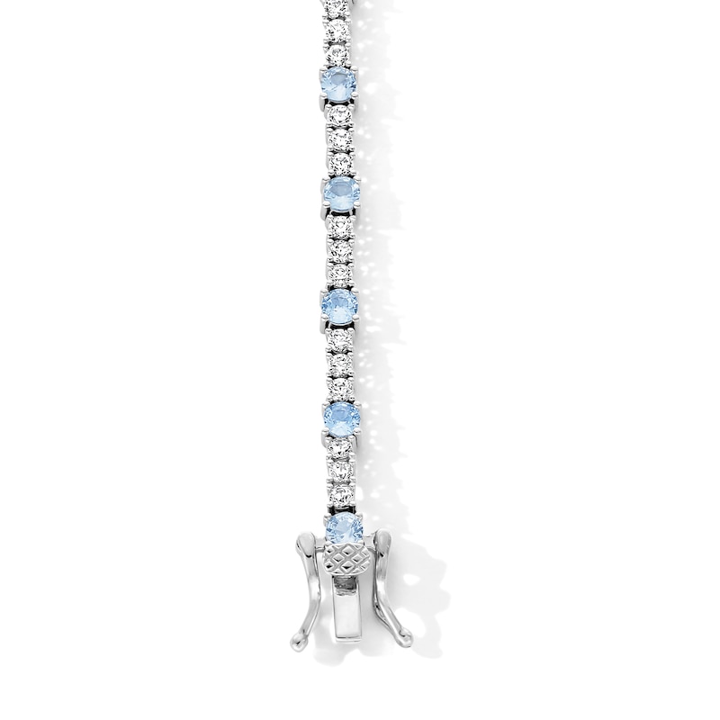 Main Image 3 of Sterling Silver CZ Blue and White Tennis Bracelet - 7.25"