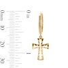 Thumbnail Image 3 of 10K Gold Diamond-Cut Open Cross Dangle Huggie Hoops