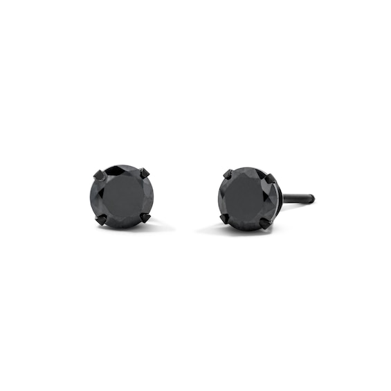 Solid Stainless Steel Black CZ Piercing Earrings