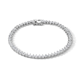 Sterling Silver CZ Heart Bracelet - 7"