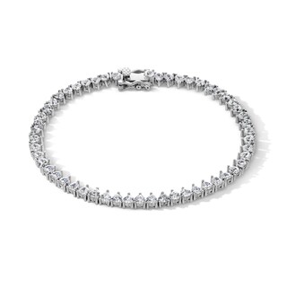 Sterling Silver CZ Heart Bracelet - 7"