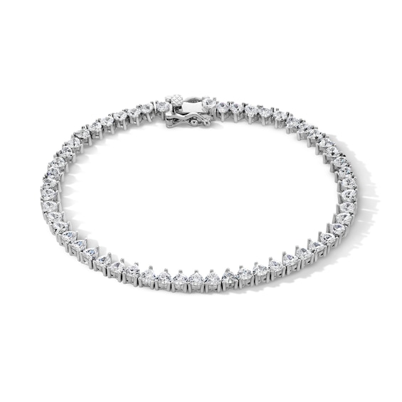 Sterling Silver CZ Heart Bracelet - 7"